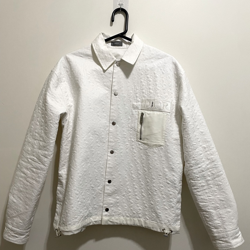 DiorxSacai Oblique Printed White Denim Jacket